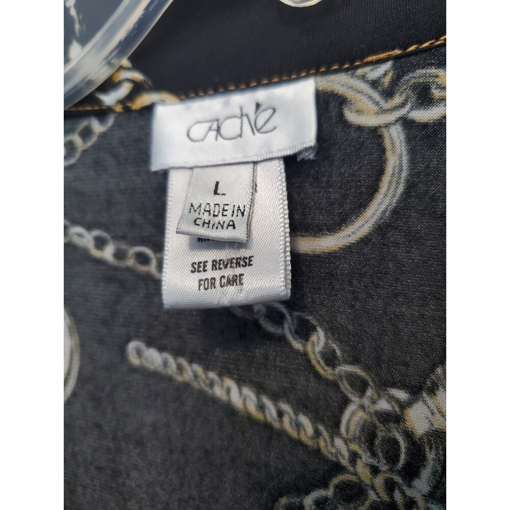 Cache Chain Print Epaulet Roll-Tab Sleeve Snap-Up… - image 4